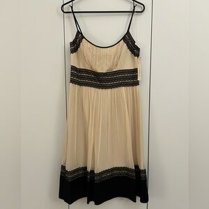 Maggy London Cream Dress with Black Lace Detail